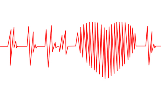Graphic of heart trace on the shape of a heart