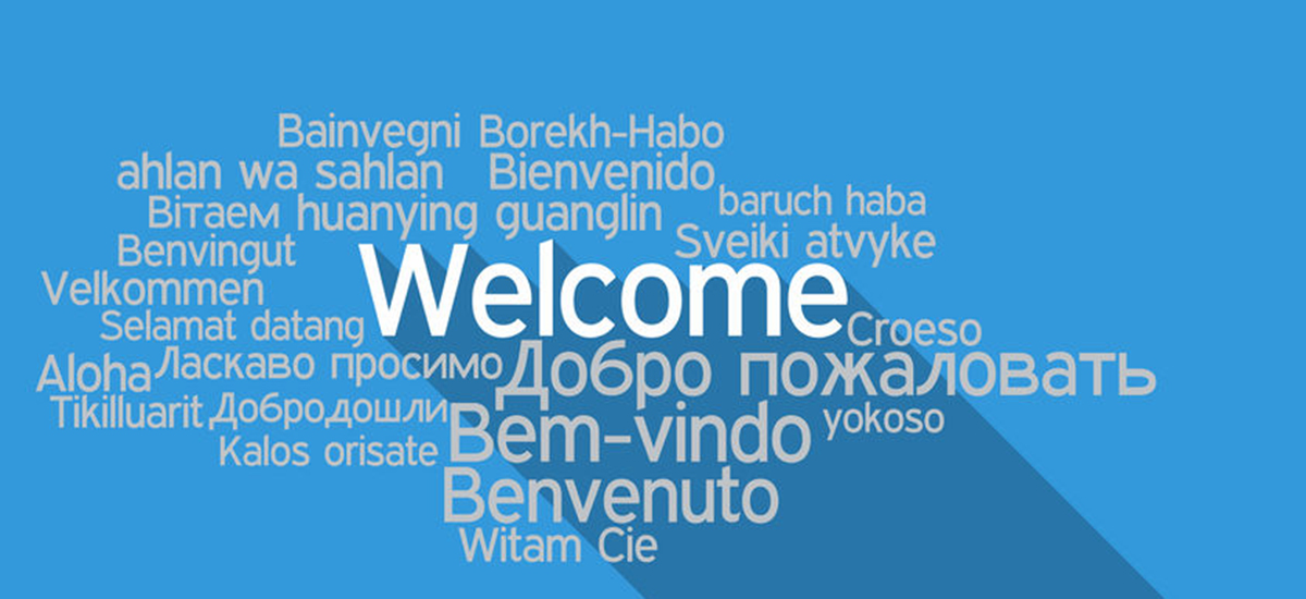 Slide Image. Vector image of the word "Welcome" in many languages